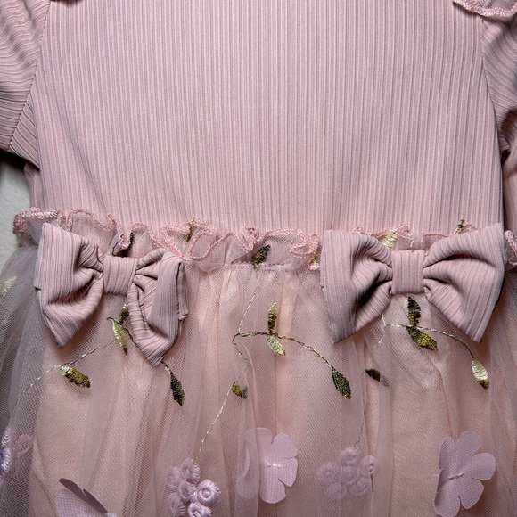 NWT PatPat Baby Girl Pink Floral Mesh Dress Set Size 3-6 Months - Picture 3 of 7